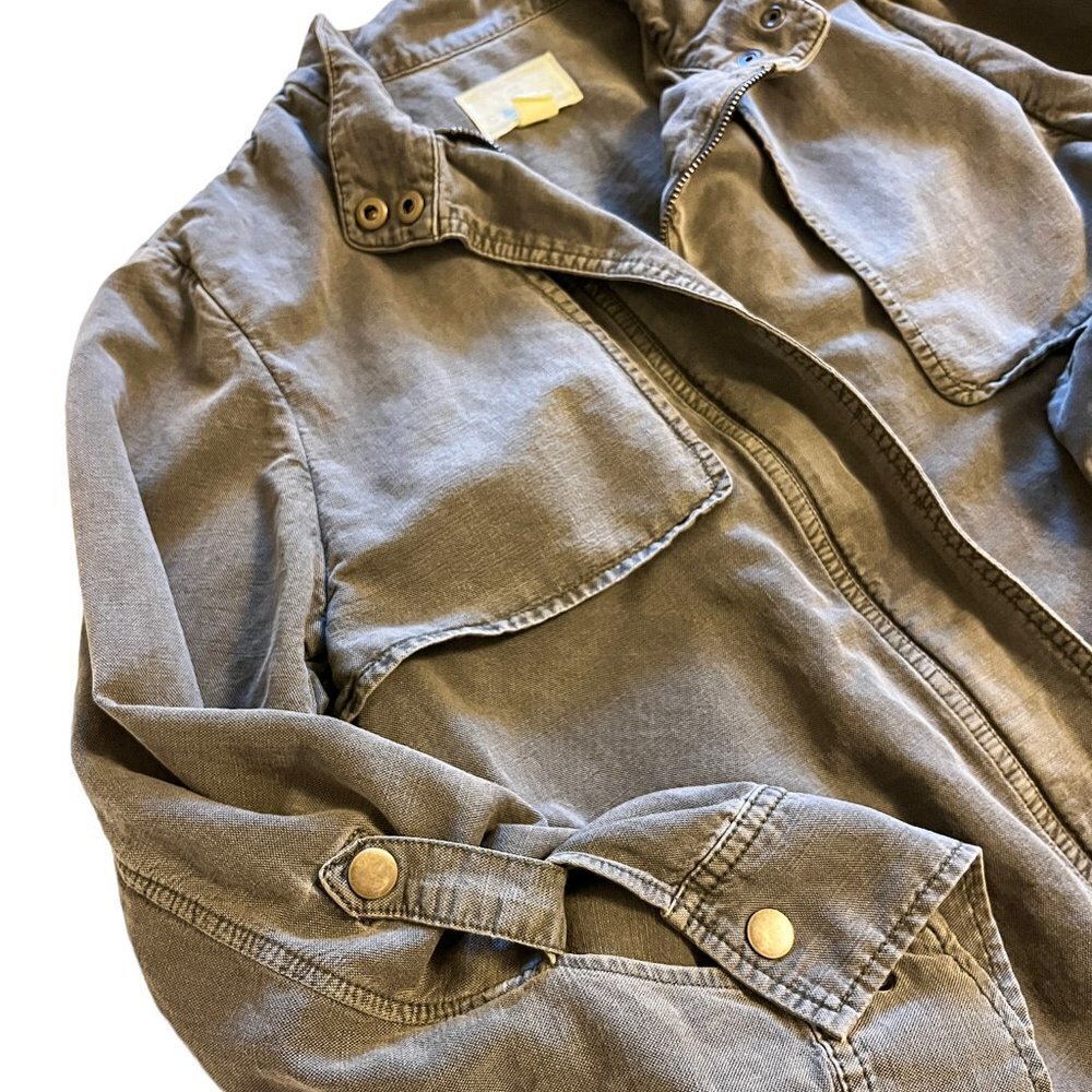 Caslon Green Drawstring Hem Utility Military Jacket  Women Full Zip size M - Picture 5 of 13